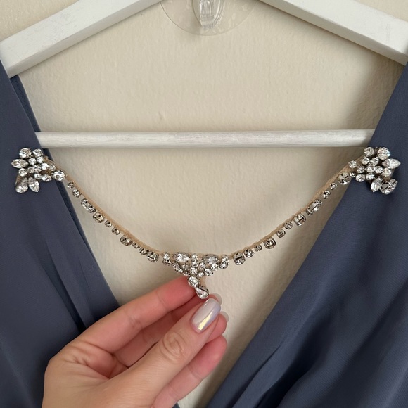 NWT Jenny Packham V Neckline Floor Length Chiffon Dress - Picture 4 of 9